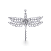 The Celtic Dragonfly with Triskele Silver Pendant TPD5385
