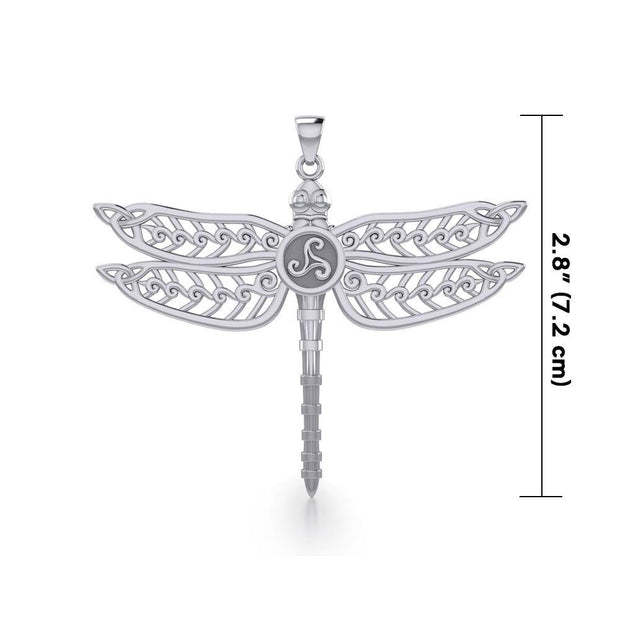 The Celtic Dragonfly with Triskele Silver Pendant TPD5385