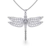 The Celtic Dragonfly with Trinity Knot Silver Pendant TPD5386