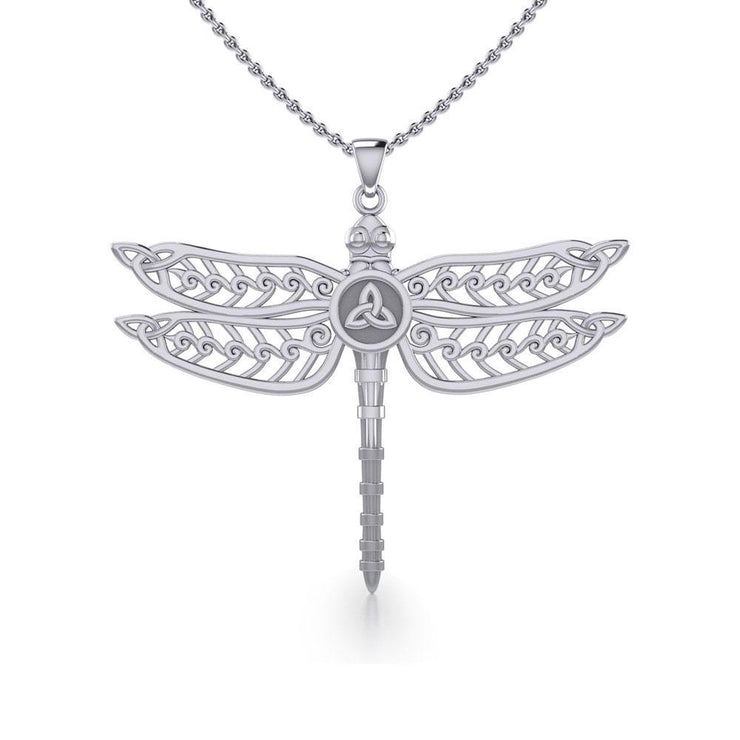 The Celtic Dragonfly with Trinity Knot Silver Pendant TPD5386