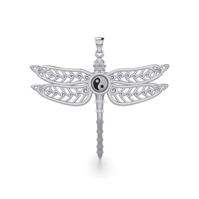 The Celtic Dragonfly with Yin Yang Symbol Silver Pendant TPD5387