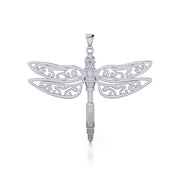 The Celtic Dragonfly with Inlay Stone Silver Pendant TPD5388