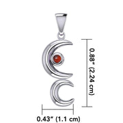 A Glimpse of the Double Crescent Moon Beginning Silver Pendant with Gems TPD5390 Pendant