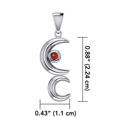 A Glimpse of the Double Crescent Moon Beginning Silver Pendant with Gems TPD5390