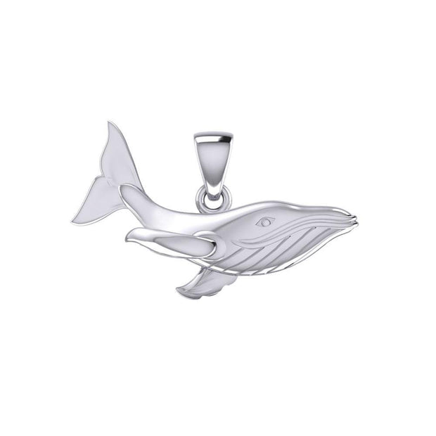 Swimming Blue Whale Sterling Silver Pendant TPD5405