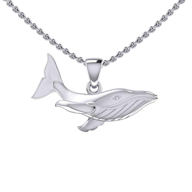 Swimming Blue Whale Sterling Silver Pendant TPD5405