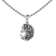 Mythical Moon Unicorn Silver Pendant with Gemstone TPD5406