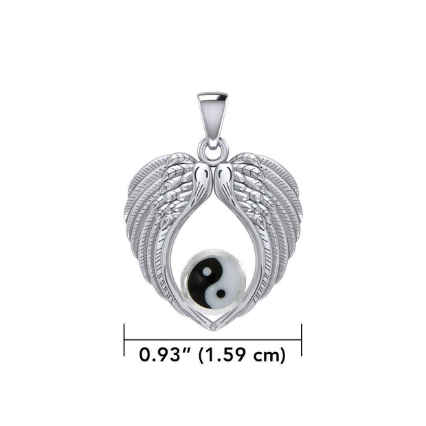 Feel the Tranquil in Angels Wings Silver Pendant with Yin Yang TPD5454