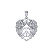Feel the Tranquil in Angels Wings Silver Pendant with Peace TPD5455