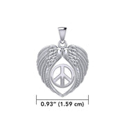 Feel the Tranquil in Angels Wings Silver Pendant with Peace TPD5455