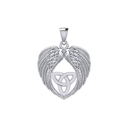 Feel the Tranquil in Angels Wings Silver Pendant with Trinity Knot TPD5456