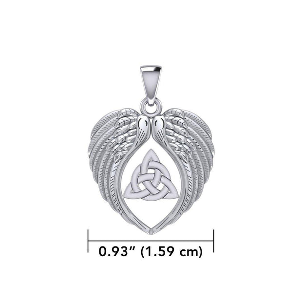 Feel the Tranquil in Angels Wings Silver Pendant with Triquetra TPD5457