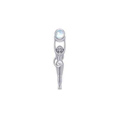 Silver Goddess with Crescent Moon Pendant with Gem TPD5472