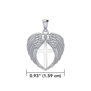 Feel the Tranquil in Angels Wings Silver Pendant with Cross TPD5481
