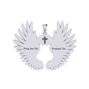 Guardian Angel Wings Silver Pendant with Aries Zodiac Sign TPD5515