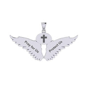 Guardian Angel Wings Silver Pendant with Taurus Zodiac Sign TPD5516