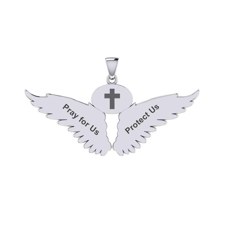 Guardian Angel Wings Silver Pendant with Taurus Zodiac Sign TPD5516