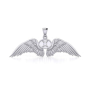 Guardian Angel Wings Silver Pendant with Gemini Zodiac Sign TPD5517
