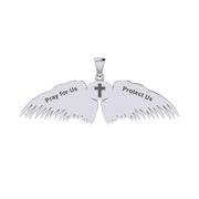Guardian Angel Wings Silver Pendant with Libra Zodiac Sign TPD5521