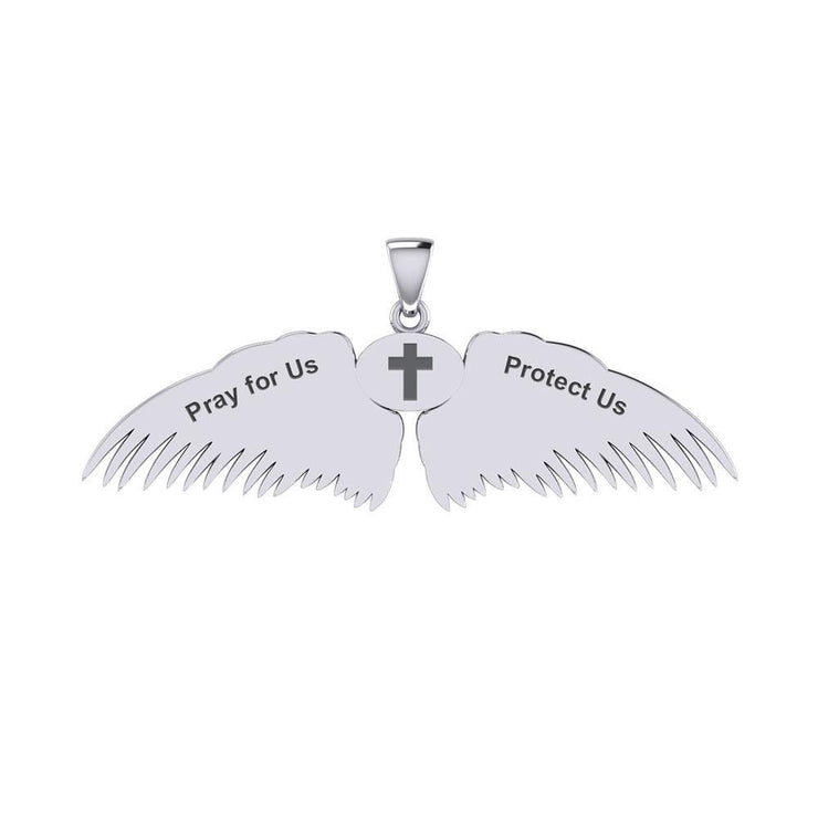 Guardian Angel Wings Silver Pendant with Libra Zodiac Sign TPD5521