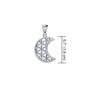 The Flower of Life in Crescent Moon Sterling Silver Pendant TPD5524