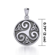 Triskelion Spiral with Trinity Knot Silver Pendant TPD5609