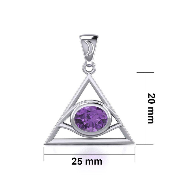 Eye of The Pyramid Silver Pendant with Gem TPD5610