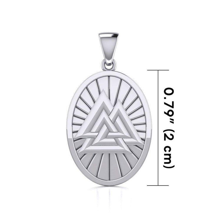 Sterling Silver Viking Valknut Oval Pendant Jewelry TPD5615