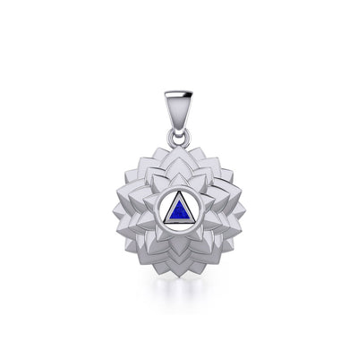 Crown Chakra with Recovery Stone Symbols Silver Pendant TPD5631