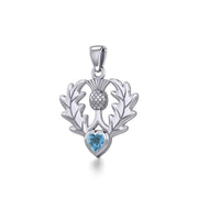 Thistle Silver Pendant with Heart Gemstone TPD5637
