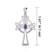 Sterling Silver Celtic Cross Pendant with Marquise Gemstone TPD5639