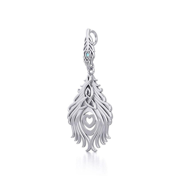 Celtic Peacock Tail Silver Pendant with Gemstone TPD5640