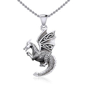 Flying Dragon with Celtic Wing Silver Pendant TPD5641