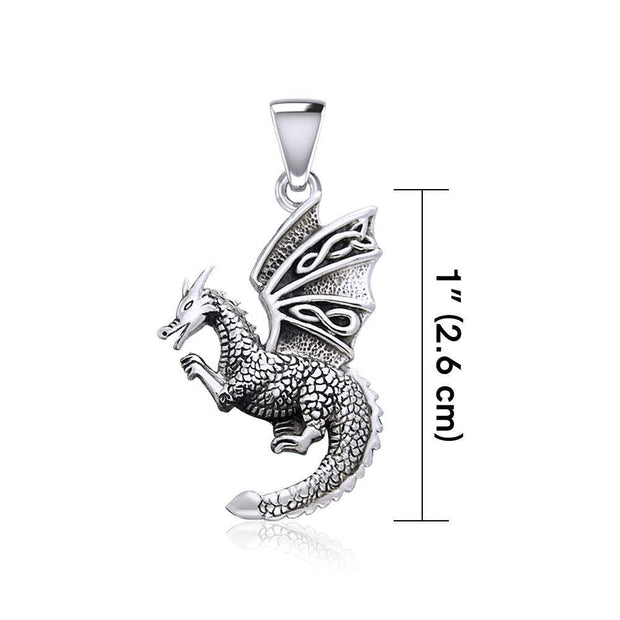 Flying Dragon with Celtic Wing Silver Pendant TPD5641