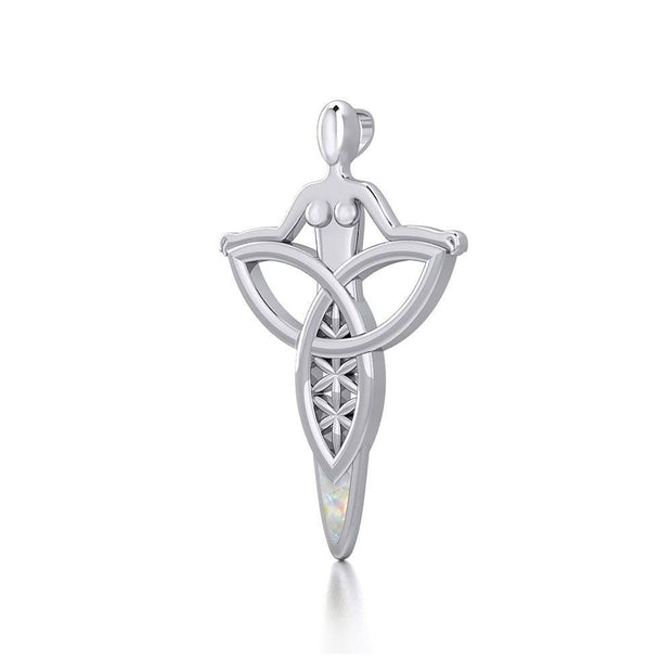 Celtic Trinity Knot Goddess Silver Pendant with Inlay TPD5654