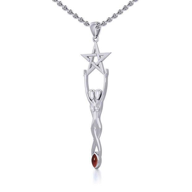 Twin Goddess with Pentacle Silver Pendant TPD5658
