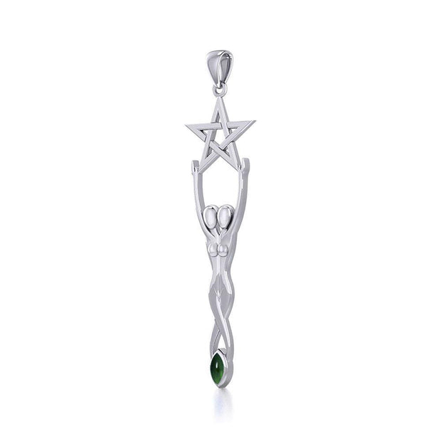 Twin Goddess with Pentacle Silver Pendant TPD5658