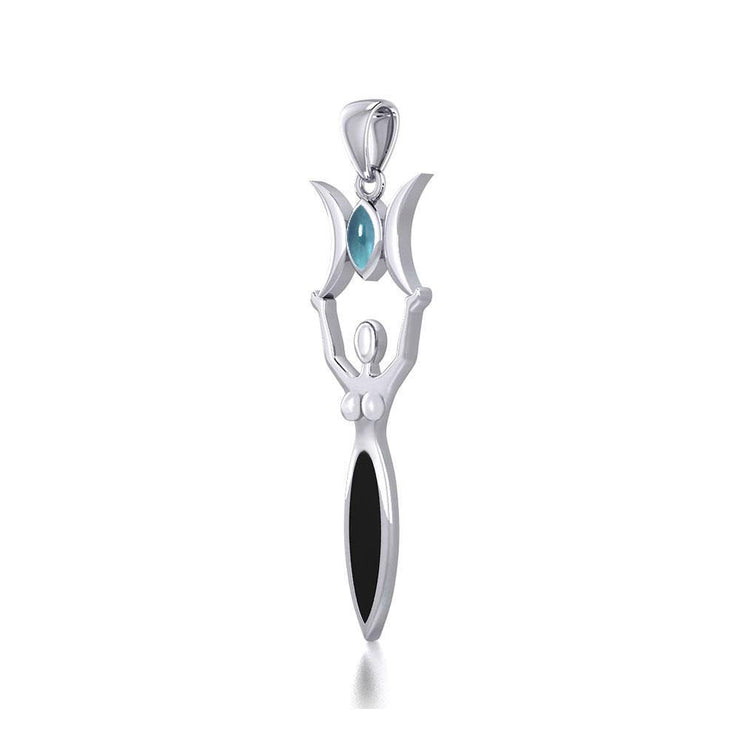 Triple Goddess with Marquise Gemstone Silver Pendant TPD5659