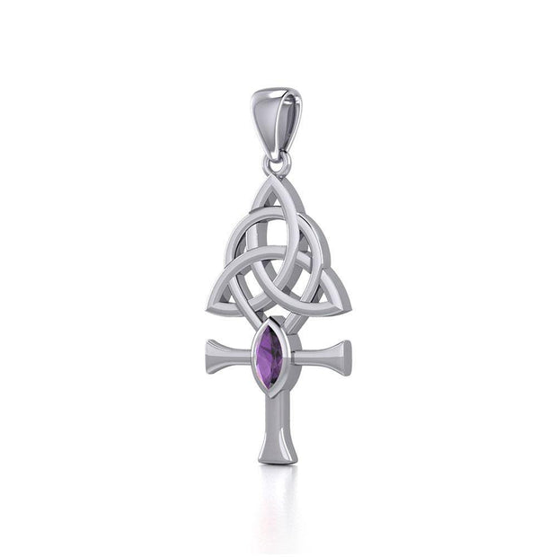 Triquetra Ankh Silver Pendant with Gemstone TPD5660