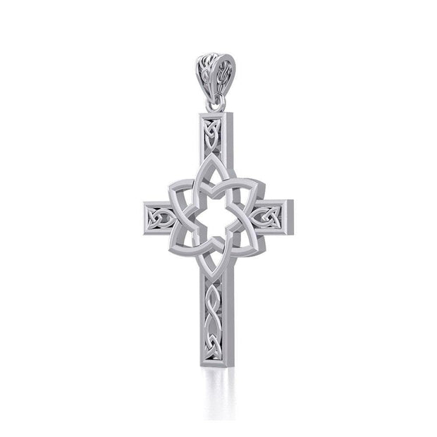 Mandala on Celtic Cross Silver Pendant TPD5665
