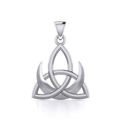 Crescent Moon with Celtic Trinity Silver Pendant TPD5667