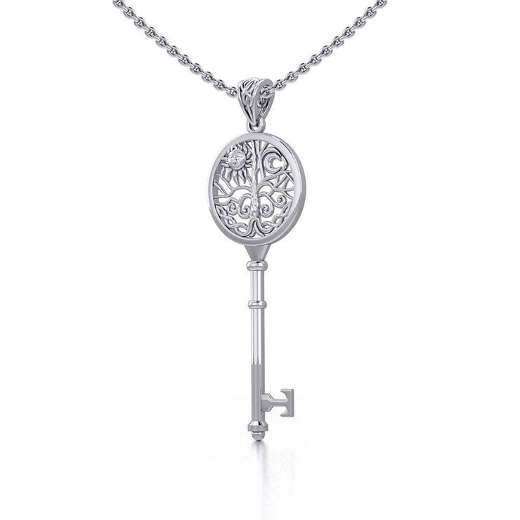 Tree of Life Spiritual Enchantment Key Silver Pendant TPD5672