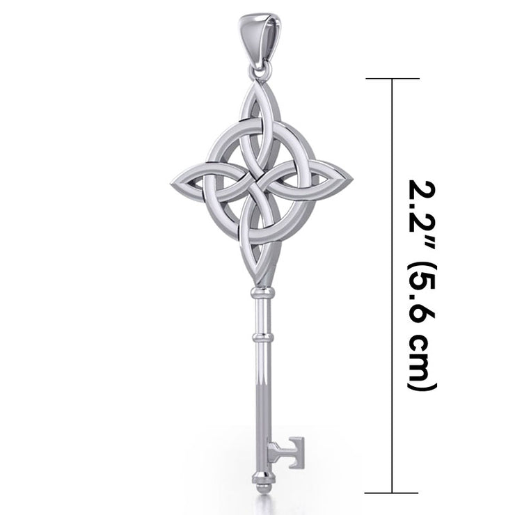 Celtic Four Point Knot Spiritual Enchantment Key Silver Pendant TPD5675