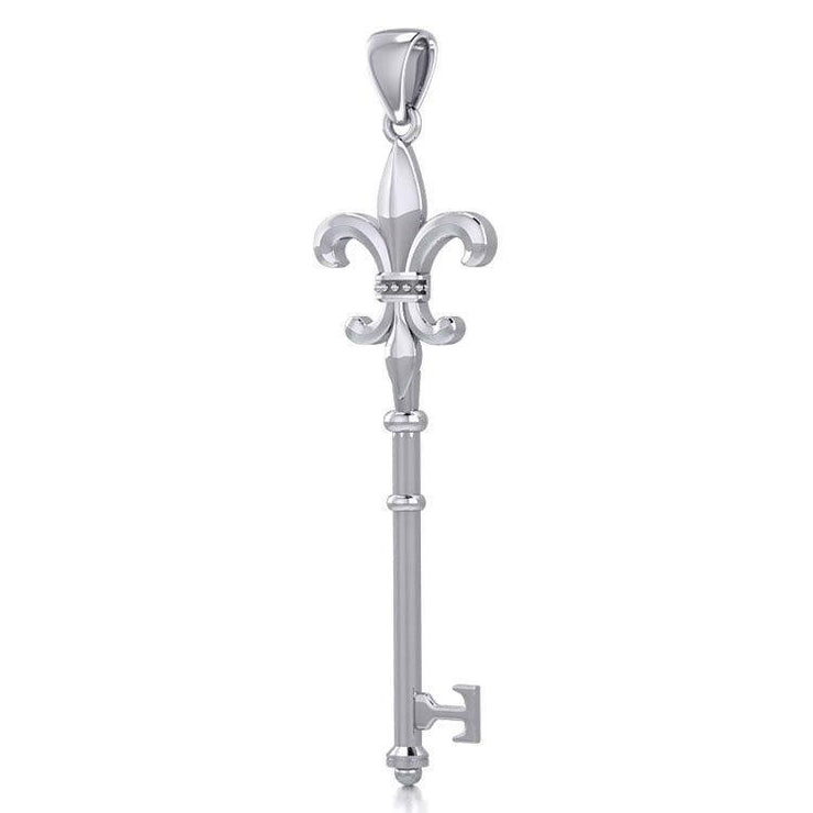 Fleur de lis Key of Enchantment Silver Pendant TPD5679