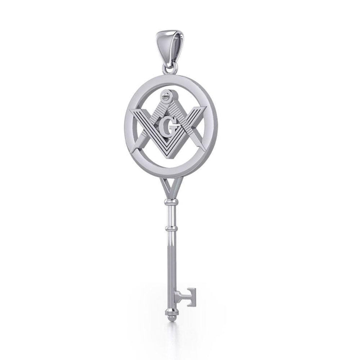 Masonic Compass Square Spiritual Enchantment Key Silver Pendant TPD5683