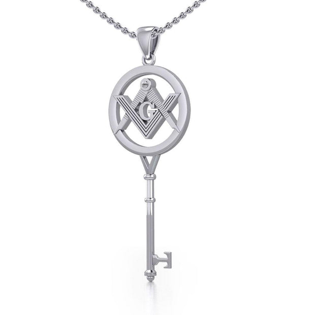 Masonic Compass Square Spiritual Enchantment Key Silver Pendant TPD5683