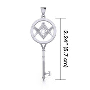 Masonic Compass Square Spiritual Enchantment Key Silver Pendant TPD5683