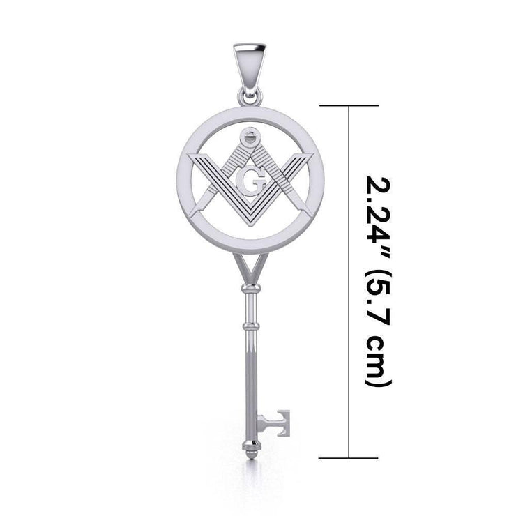 Masonic Compass Square Spiritual Enchantment Key Silver Pendant TPD5683