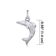 Small Celtic Joyful Dolphin Silver Pendant TPD5696
