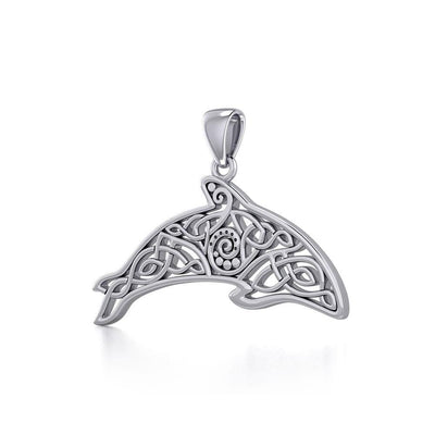 Celtic Filigree Dolphin Silver Pendant TPD5699